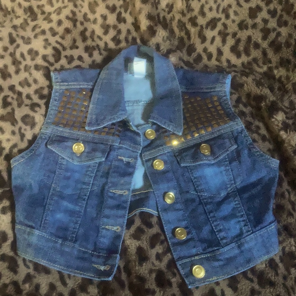 Studded denim vest